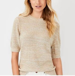 Ann Taylor Shimmer Short Puff Sleeve Sweater